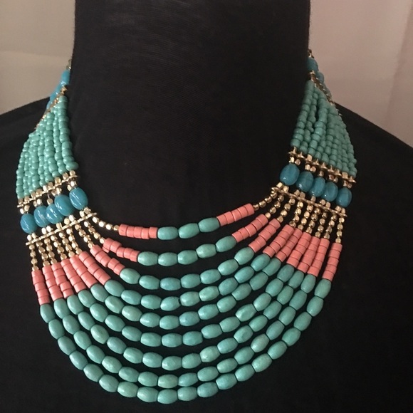 Decree Turquoise and Coral necklace - Picture 1 of 7
